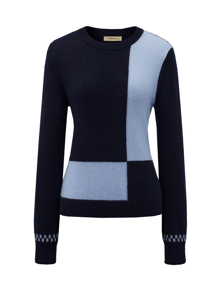 COMOBOCA 100% Cashmere Women's Round Neck Knit Sweater