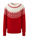 COMOBOCA 100% Wool Kids' Fair Isle Pattern Round Neck Sweater