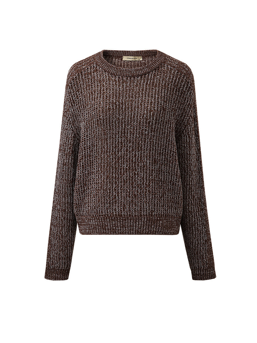 COMOBOCA 100% Wool Women's Ribbed Knit Sweater
