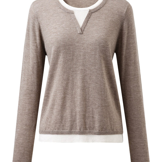 COMOBOCA 100% Wool Women's Layered Look Pullover Sweater