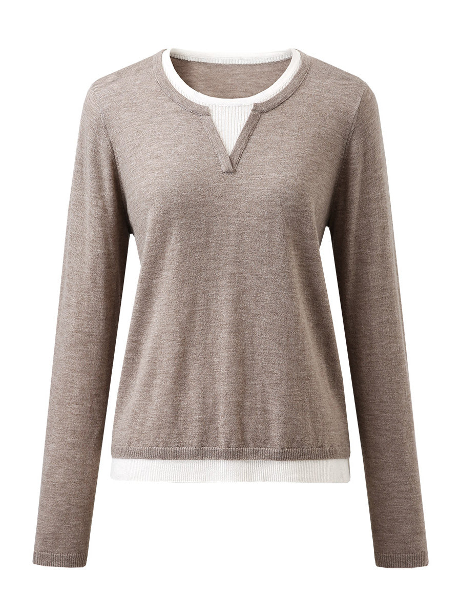 COMOBOCA 100% Wool Women's Layered Look Pullover Sweater