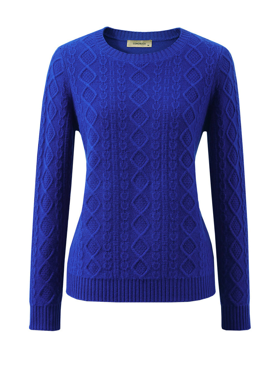 COMOBOCA 100% Wool Women's Cable Knit Sweater