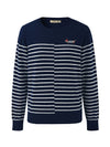 COMOBOCA 100% Cashmere Women's Striped Round Neck Sweater