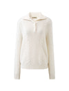 COMOBOCA 100% Cashmere Women's Button Neck Cable Knit Sweater