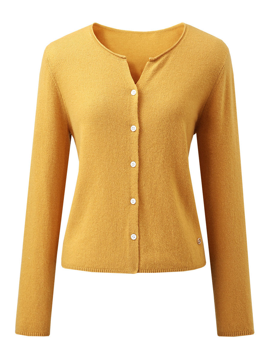 COMOBOCA 100% Wool Women's V-Neck Button Up Cardigan