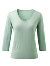COMOBOCA Women's V-Neck 3/4 Sleeve Golden Heart T-Shirt