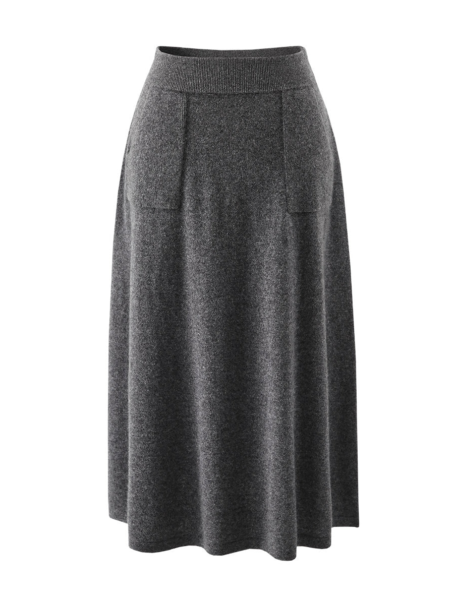 COMOBOCA 100% Cashmere Women's Knit Pleated Skirt