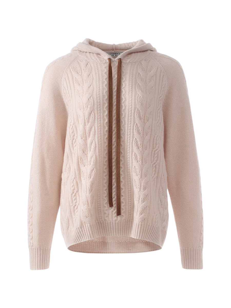 COMOBOCA 100% Cashmere Women's Solid Color Sweater Hoodie
