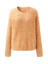 COMOBOCA 100% Wool Women's Fuzzy Round Neck Sweater