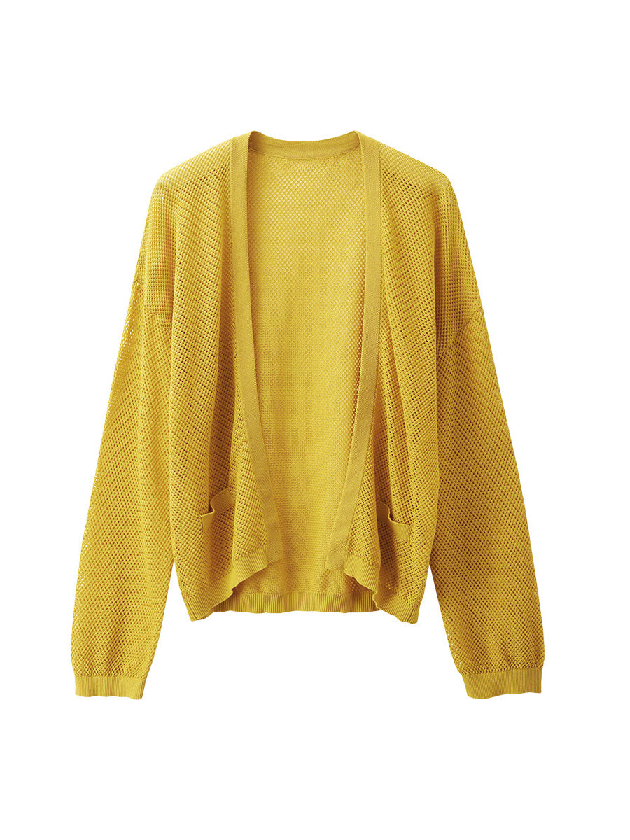 COMOBOCA Women's Open Front Mesh Knit Cardigan