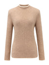 COMOBOCA 100% Cashmere Women's Ribbed Contrast Trim Sweater
