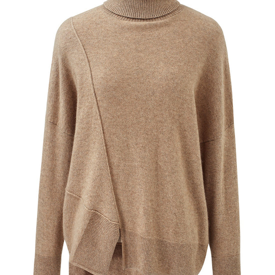 COMOBOCA 100% Cashmere Women's Asymmetric Turtleneck Sweater