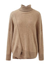 COMOBOCA 100% Cashmere Women's Asymmetric Turtleneck Sweater