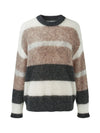 COMOBOCA Women's Mohair Striped Round Neck Sweater