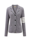 COMOBOCA 100% Cashmere Women's Striped Sleeve Knit Pocket Cardigan
