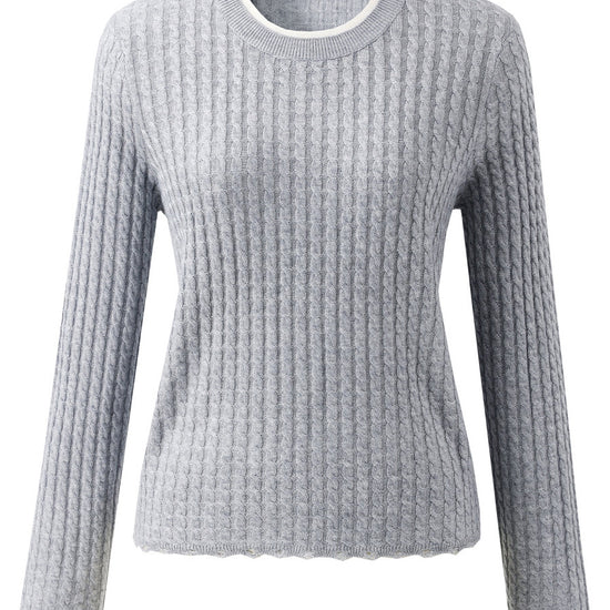 COMOBOCA Women's Cable Knit Ribbed Sweater