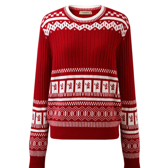 COMOBOCA 100% Cashmere Women's Sweater with Abstract Design