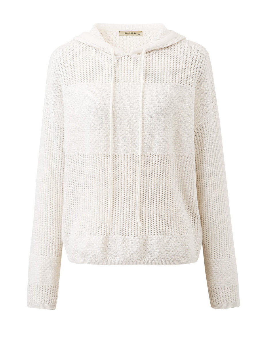 COMOBOCA 100% Wool Women's Sweater Extra Size Knit Hoodie
