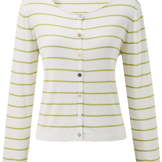 COMOBOCA Women's Striped Button-Down Cardigan