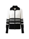 COMOBOCA 100% Wool Women's Striped Zip-Up Cardigan