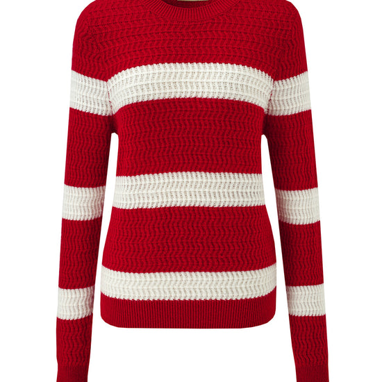 COMOBOCA 100% Cashmere Women's Striped Round Neck Sweater
