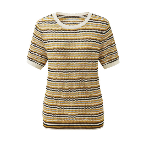 COMOBOCA Women's Striped Short Sleeve Knit Sweater