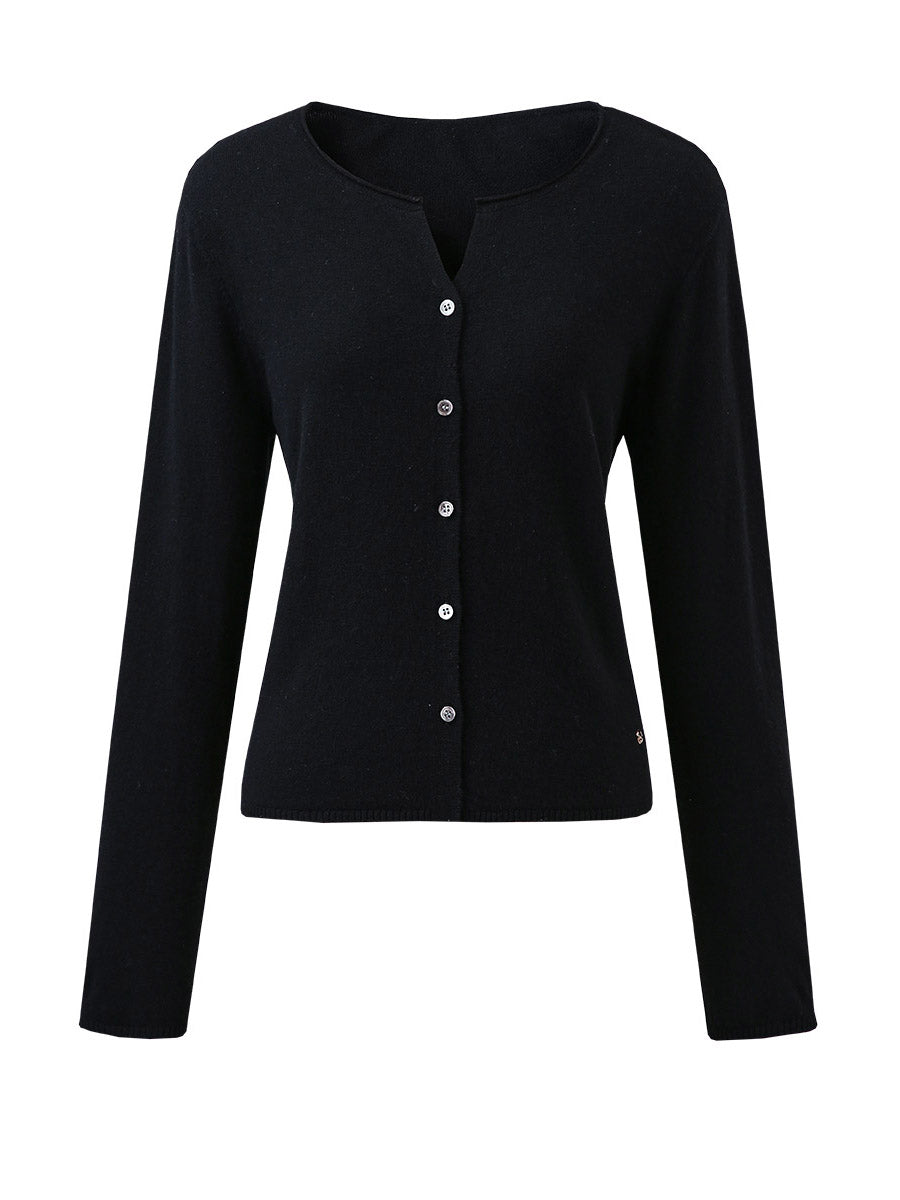 COMOBOCA 100% Wool Women's V-Neck Button Up Cardigan