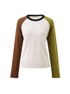 COMOBOCA 100% Wool Women's Color Block Knit Sweater