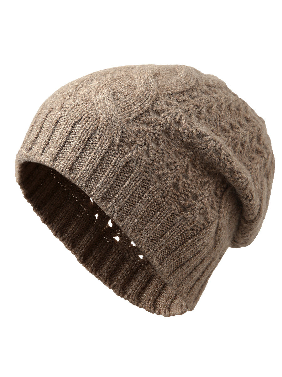 COMOBOCA 100% Cashmere Classic Cable Knit Beanie