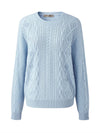 COMOBOCA 100% Wool Women's Cable Round Neck Knit Sweater