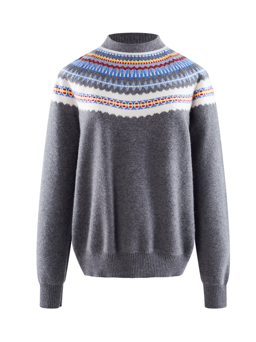 COMOBOCA 100% Cashmere Women's Fair Isle Knit Sweater