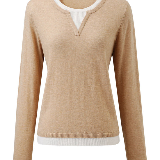 COMOBOCA 100% Wool Women's Layered Look Pullover Sweater