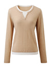 COMOBOCA 100% Wool Women's Layered Look Pullover Sweater