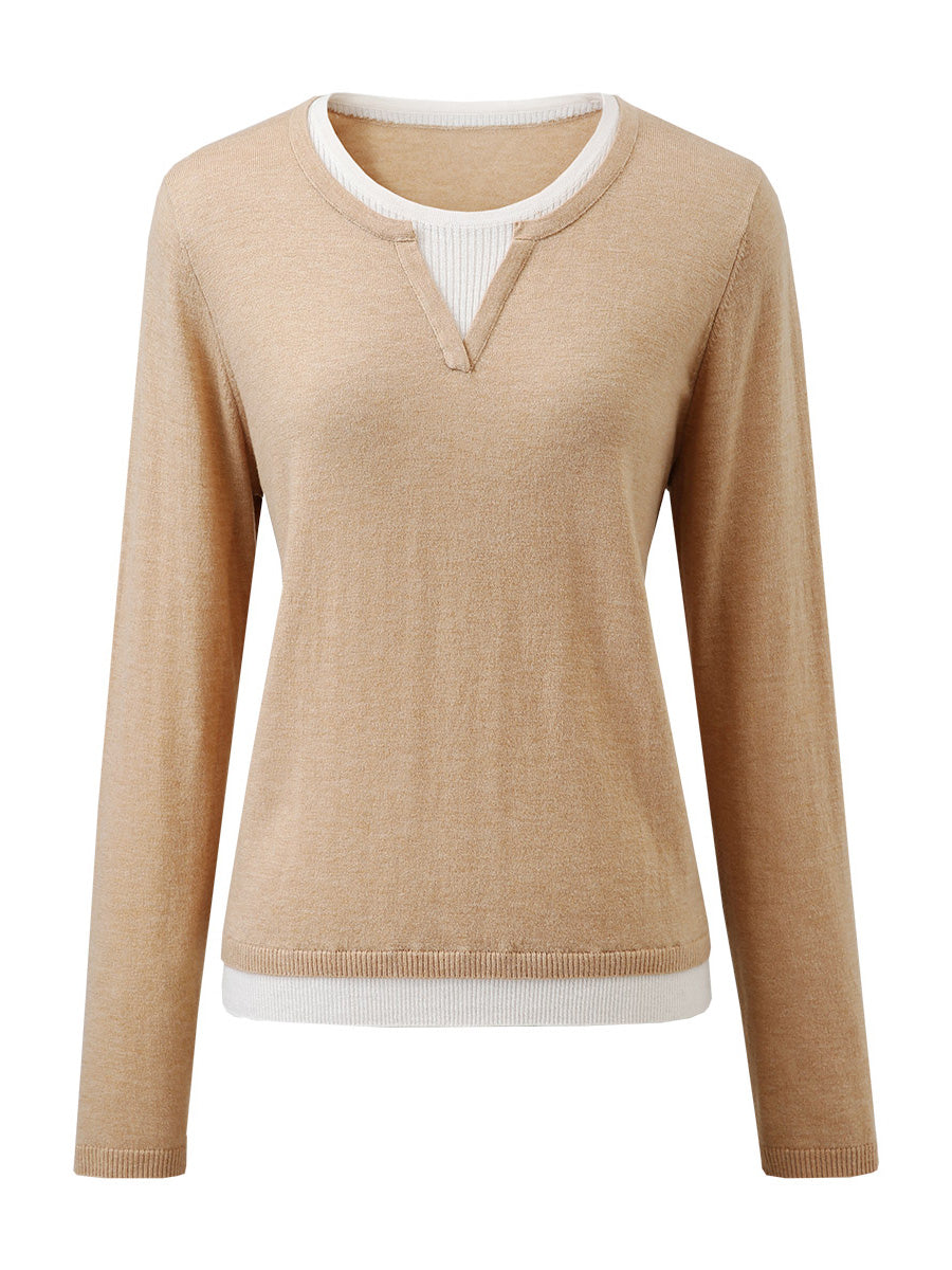 COMOBOCA 100% Wool Women's Layered Look Pullover Sweater
