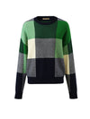 COMOBOCA 100% Cashmere Women's Color Block Plaid Sweater