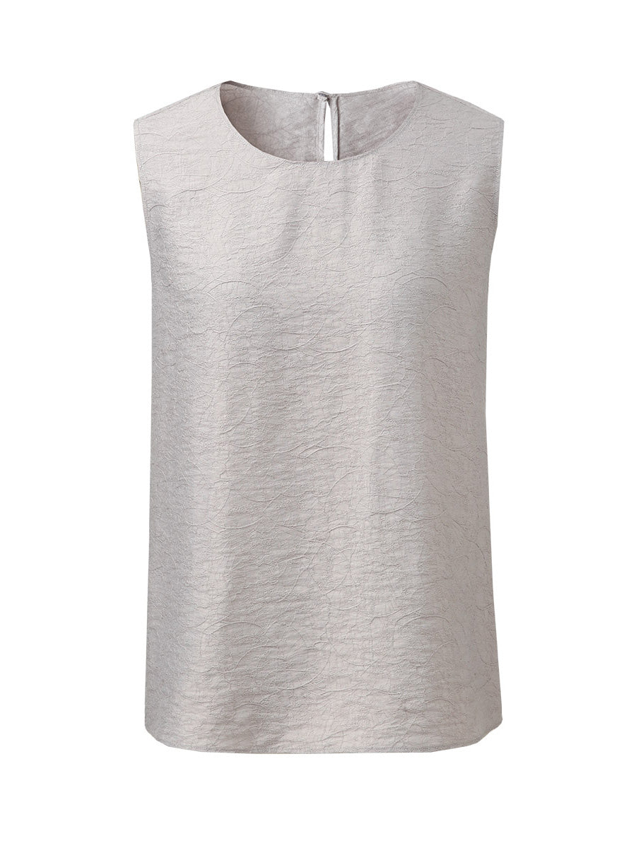 COMOBOCA Women's Textured Back Keyhole Tank Top
