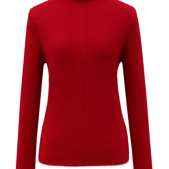 COMOBOCA 100% Cashmere Women's Ribbed Contrast Trim Sweater