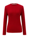 COMOBOCA 100% Cashmere Women's Ribbed Contrast Trim Sweater