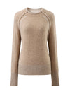 COMOBOCA 100% Cashmere Women's Round Neck Ribbed Sweater
