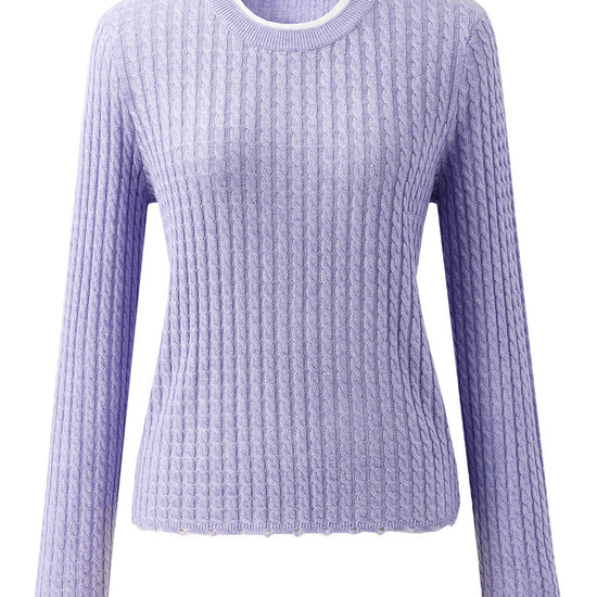COMOBOCA Women's Cable Knit Ribbed Sweater