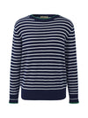 COMOBOCA 100% Cashmere Women's Striped Round Neck Sweater