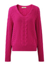 COMOBOCA 100% Cashmere Women's Cable Knit V-Neck Sweater