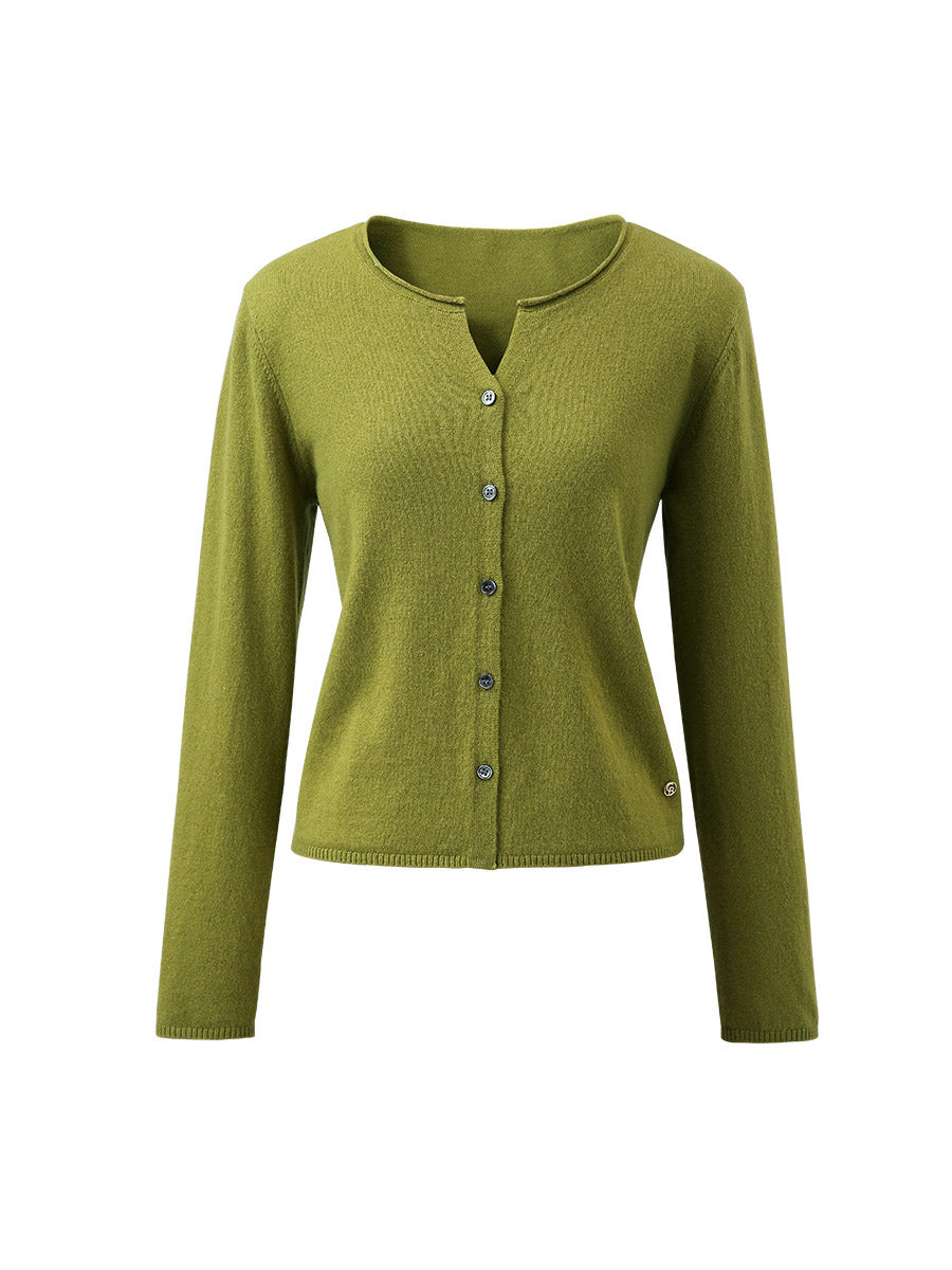 COMOBOCA 100% Wool Women's V-Neck Button Up Cardigan