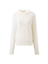 COMOBOCA 100% Cashmere Women's Cable Knit Hooded Sweater