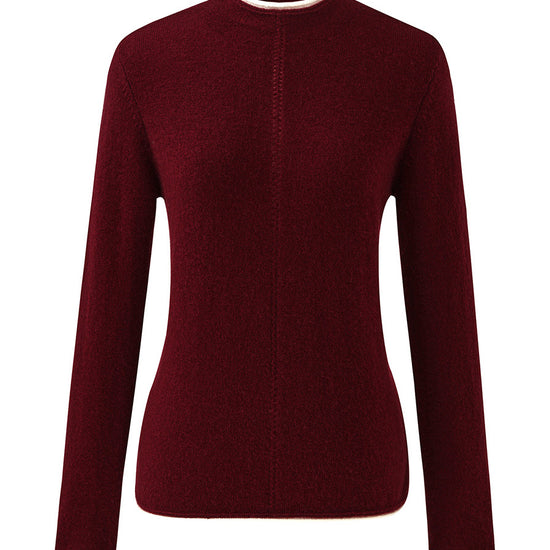 COMOBOCA 100% Cashmere Women's Ribbed Contrast Trim Sweater