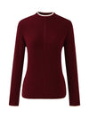 COMOBOCA 100% Cashmere Women's Ribbed Contrast Trim Sweater