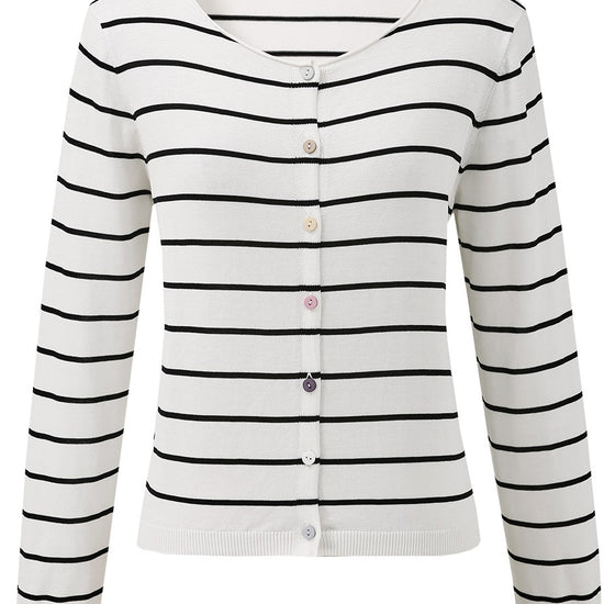 COMOBOCA Women's Striped Button-Down Cardigan