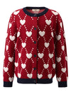 COMOBOCA 100% Wool Kids' Heart Pattern Knit Cardigan