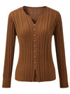 COMOBOCA Women's Ribbed V-Neck Faux Cardigan Sweater