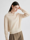 COMOBOCA 100% Cashmere Women's Ribbed Sailor Collar Knit Sweater